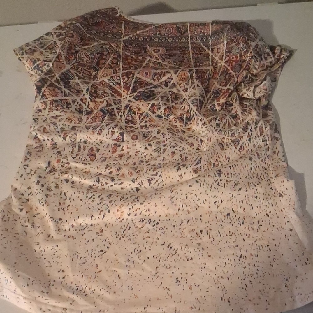 Noracora Floral Print Top in Cream and Black Size S Multicolor Lightweight Boho - Picture 5 of 5